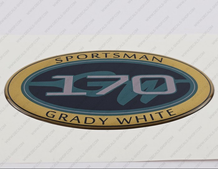 Grady White 170 Sportsman Raised Domed 3D Decal 5" x 2.7" 1pcs.